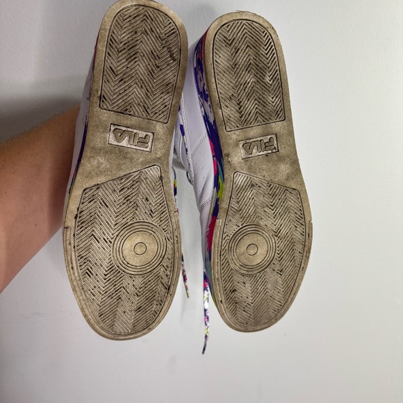 Fila Paint Splatter High Top Sneakers Women’s 11 White Y2K Streetwear - Picture 7 of 7